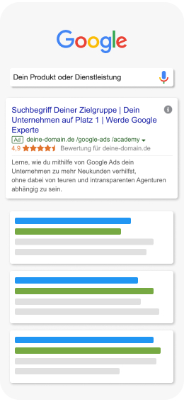 Google-Suchergebnis: Dein Unternehmen auf Platz 1